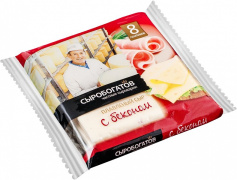 Сыр плавленый "С беконом" тм "Сыробогатов" 45% 130г слайсы (7 ломтиков) 1/12