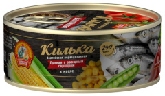Килька в масле с овощным гарниром пряная КТК 240 гр 1/24