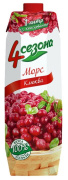 Морс 4 Сезона "Клюква" 1,0л (тетрапризма) 1/12