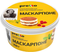 Маскарпоне "Pretto", 80%, 0,25 кг, стакан 1/6