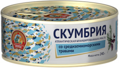 Скумбрия атл. бланш. в масле со средиземномор. травами 240 гр КТК 240 гр 1/24