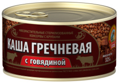Каша гречневая с говядиной ГОСТ КТК 325г 1/24