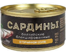 Сардины балт. кусочки в горчичном соусе За Родину 185 гр 1/32 ключ