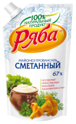Майонез "Классический Сметанный" 67% 233гр пакет ТМ Ряба 1/28
