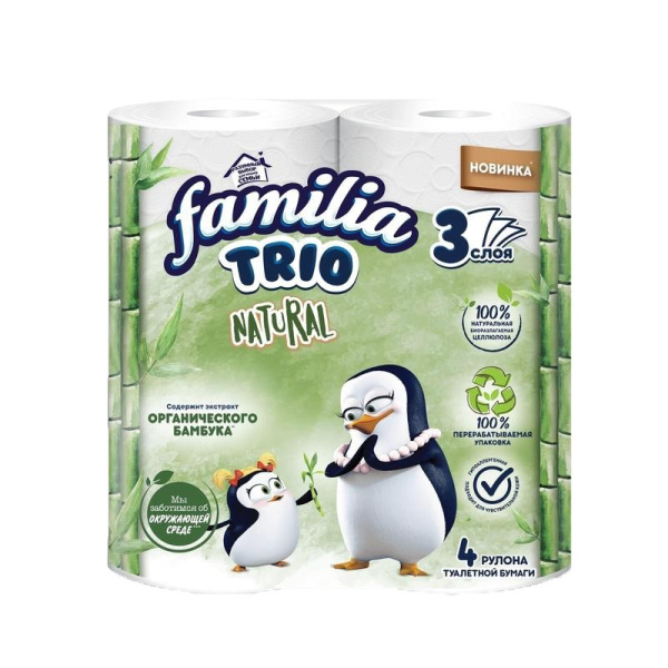 Туалет.бумага FAMILIA TRIO 3сл/4рул 14 шт