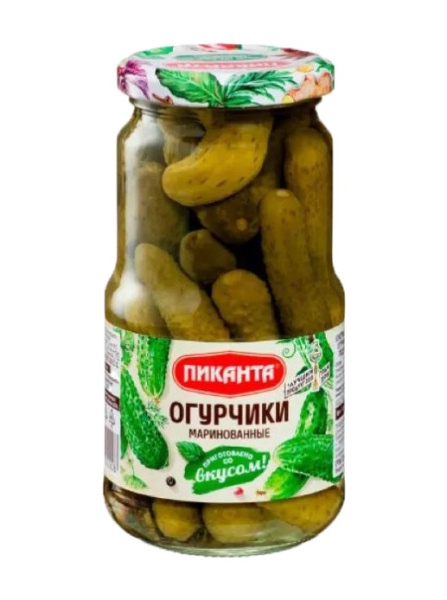 Огурчики маринованные Пиканта 3-6 см (корнишоны)460 г 1/6