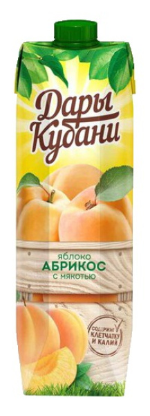 Нектар абрикосово-яблочный с мякотью 0,95л. Дары Кубани Ultra Edge 1/6