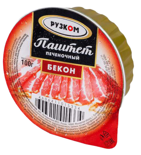 Паштет печёночный "Бекон" ламистер 100 г 1/20 Easy Open ГОСТ ТМ Рузком