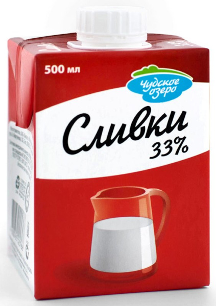 Сливки 33% 500г ТМ Чудское озеро 1/12