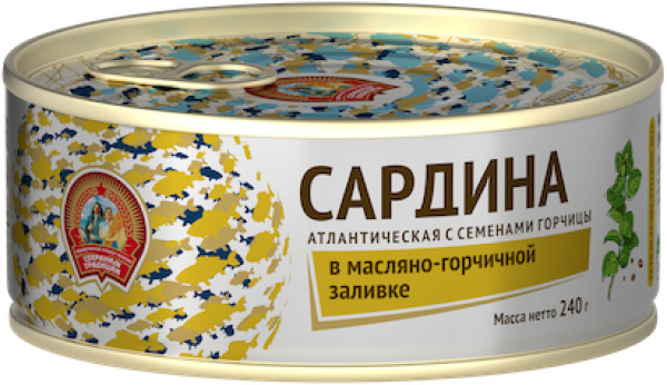 Сардина атл. в масл-горч. заливке с семенами горчицы 240 гр КТК 240 гр 1/24