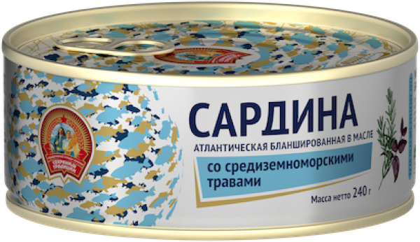 Сардина атл. бланш. в масле со средиземномор. травами 240 гр КТК 240 гр 1/24
