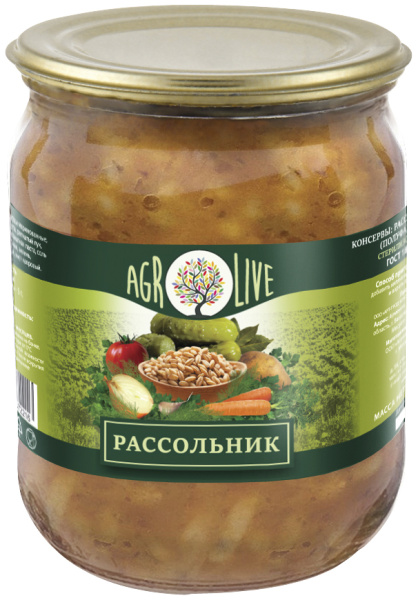 Рассольник ТМ Agrolive 490 мл СКО ГОСТ 1/12