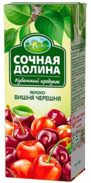 Сокосодержащий напиток Яблоко Вишня Черешня Сочная Долина 0,2л 1/24