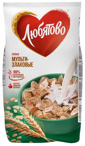 Хлопья зерновые "Мультизлаковые" ц/п 250г 1/9 ТМ "Любятово"