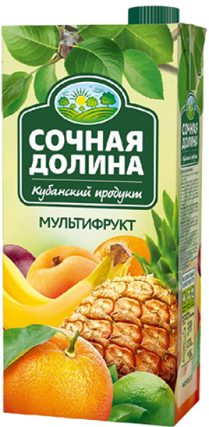 Сокосодержащий напиток Мультифруктовый Сочная Долина 0,95 л 1/12