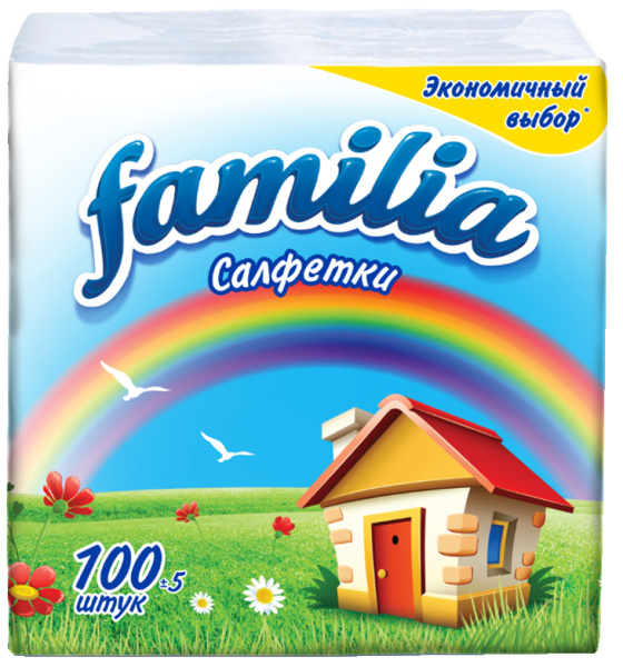 Салфетки белые FAMILIA 1слой 24*23 см 100 шт, 24 шт