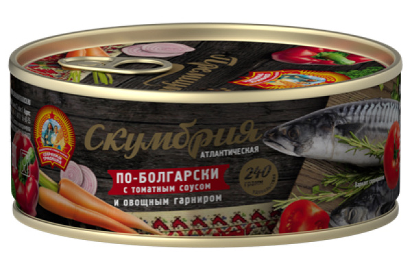 Скумбрия атл. в т/с с овощ.гарниром По-болгарски КТК 240 гр 1/24