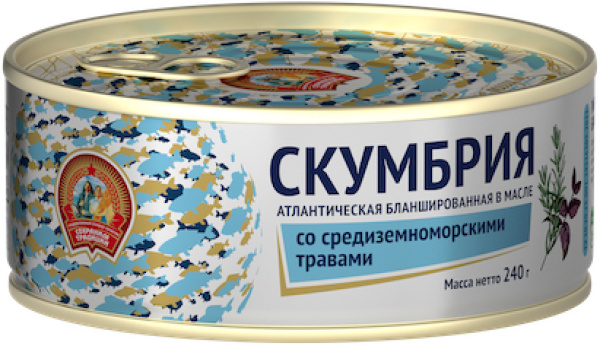 Скумбрия атл. бланш. в масле со средиземномор. травами 240 гр КТК 240 гр 1/24