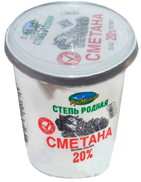 Сметана "Степь родная" 20% 800гр. 1/9