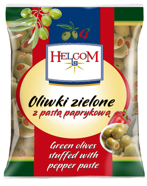 Оливки с паприкой б/к HELCOM пакет 195гр 1/20