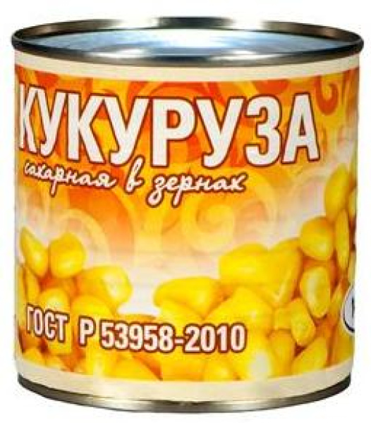 Кукуруза сахарная ГОСТ 1 в/с 400 гр 1/ 12 ТМ Рузком