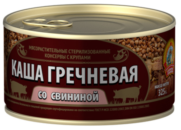 Каша гречневая со свининой ГОСТ КТК 325г 1/24
