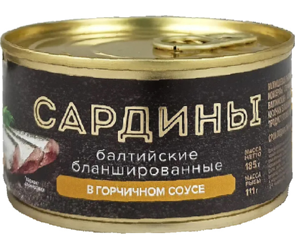 Сардины балт. кусочки в горчичном соусе За Родину 185 гр 1/32 ключ
