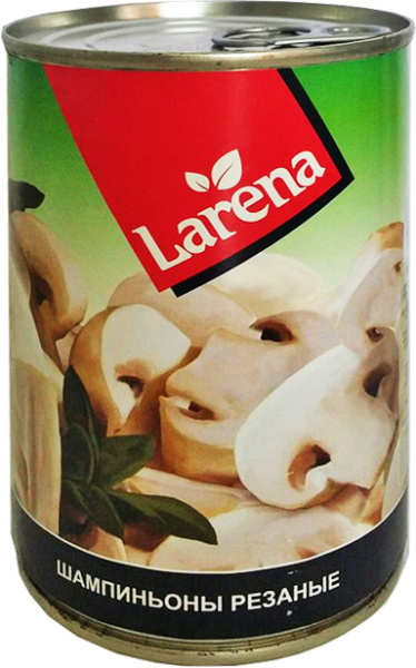 Шампиньоны резанные в натур. заливке без укс. LARENA 425 мл 1/10