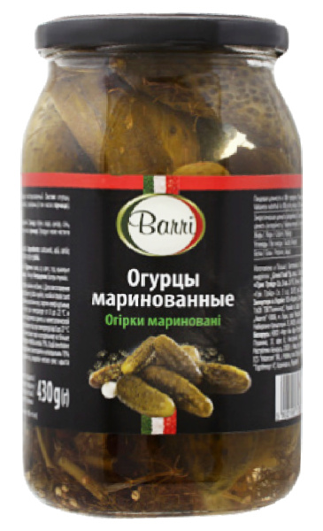 Огурцы маринованные Barri 900мл (840г) 1/8 стекло