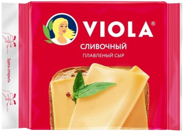Сыр плавленый Виола СЛИВОЧНЫЙ в ломтиках 140г 1/10