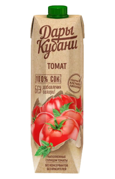 Сок томатный восстановленный осветленный 0,95л Крафт Дары Кубани 1/6