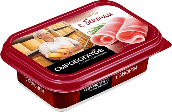 Сыр плавленый "С беконом" тм "Сыробогатов" 50% 200г ванночка 1/12