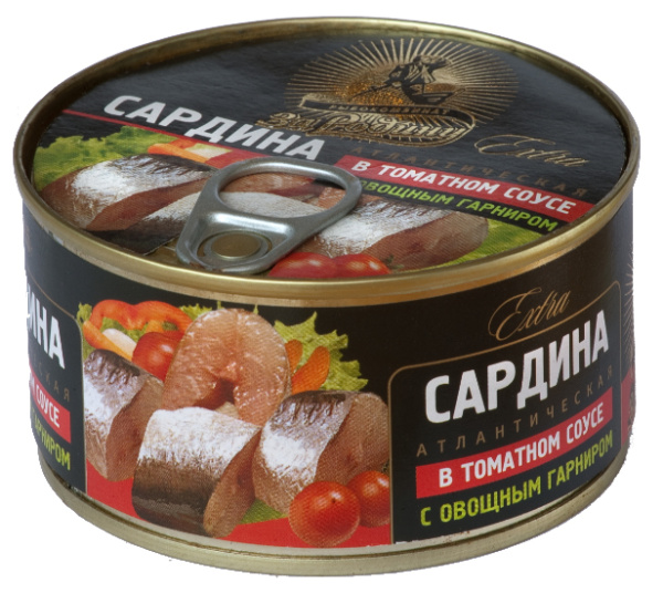 Сардина атл. в т/с с овощами За Родину 185гр 1/32 ключ