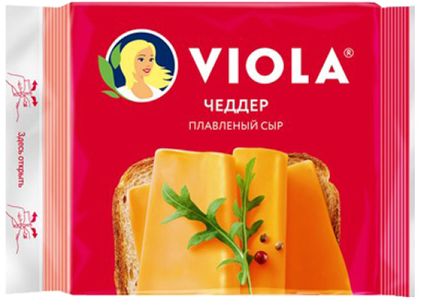 Сыр плавленый Виола ЧЕДДЕР в ломтиках 140г 1/10