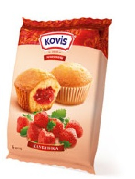 Маффин мини клубника Kovis 200 гр. 1/12