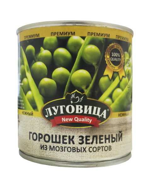 Горошек Луговица зеленый в/с NQ 425 мл ж/б, ГОСТ 1/12