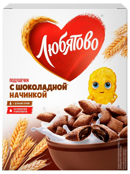 Подушечки с Шоколадной начинкой 220г 1/9 кор. ТМ "Любятово"